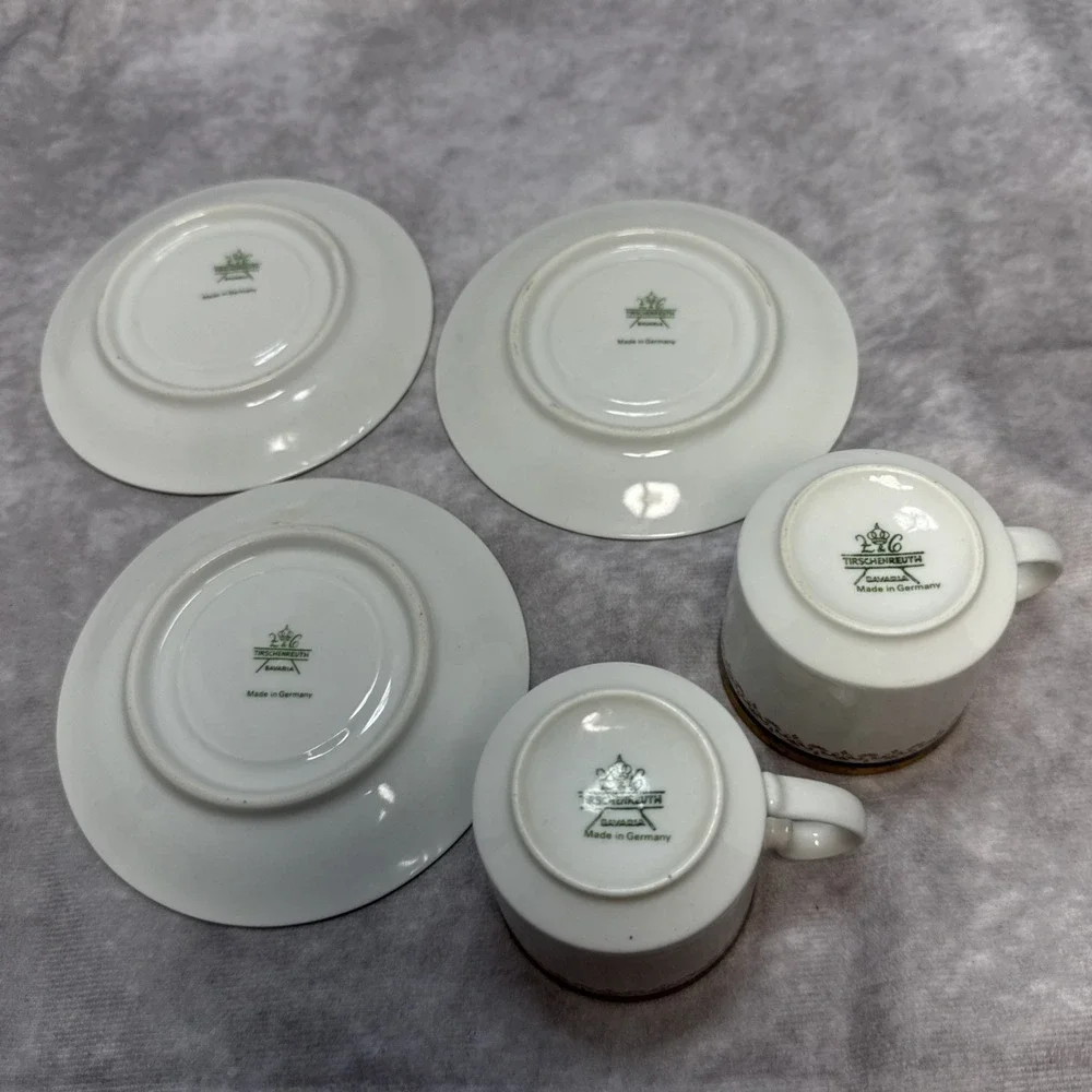 Tirschenreuth Bavaria Demitasse‎ Cup & Saucer Cobalt Blue Gold Germany VTG